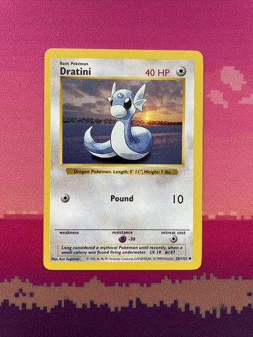 Pokemon Card Dratini Shadowless Base Set Uncommon 26/102 Near Mint