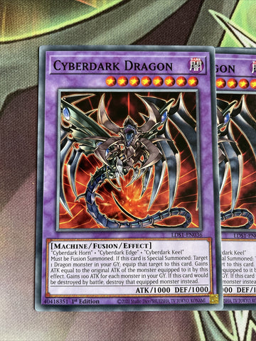 LDS1-EN036 x3 Cyberdark Dragon YuGiOh Playset (back)