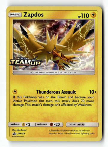 Pokemon Card Zapdos - Prerelease Holo LP SM Promos SM159