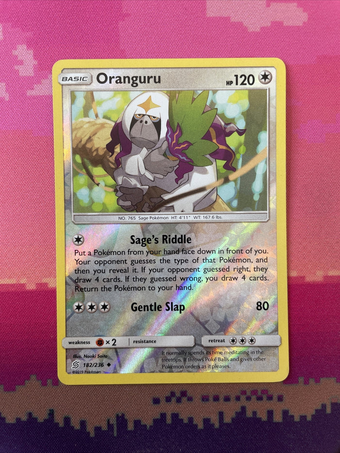 Pokemon Card Oranguru Unified Minds Reverse Holo Uncommon 182/236 Near Mint