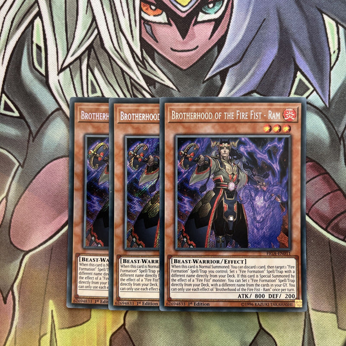 FIGA-EN011 x3 Brotherhood of the Fire Fist - Ram Secret Excellent Cond Yugioh