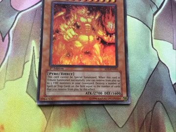 SD3-EN001 Ultra Rare Infernal Flame Emperor 1st Edition Yugioh! Card EXC (back)