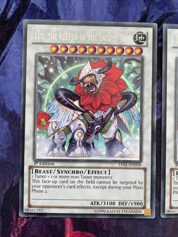 LVAL-EN058 3 X LEO, THE KEEPER OF THE SACRED TREE MIXED EDS RARE YUGIOH (back)