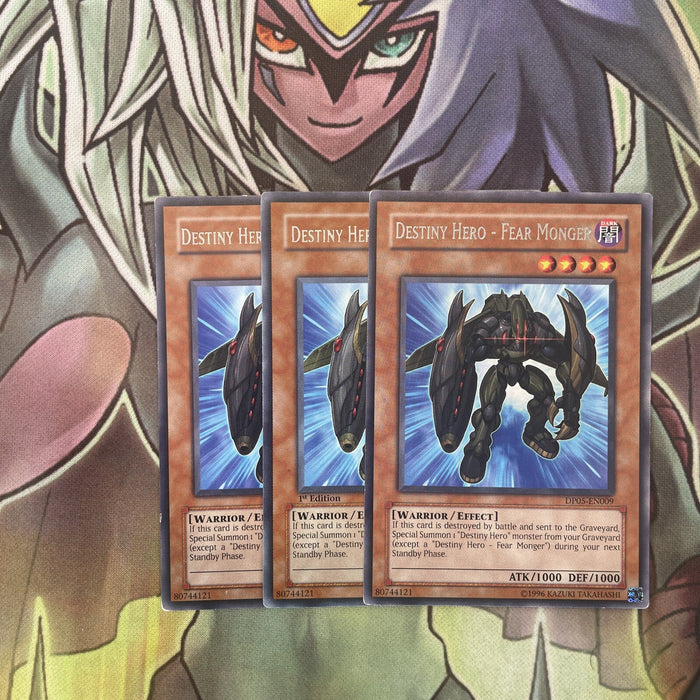 DP05-EN009 x3 Destiny Hero - Fear Monger Rare Excellent Condition Yugioh