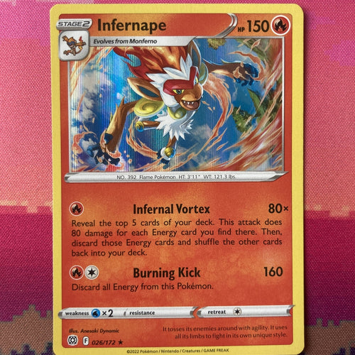 Pokemon Card Infernape Brilliant Stars Holo Rare 026/172 Near Mint
