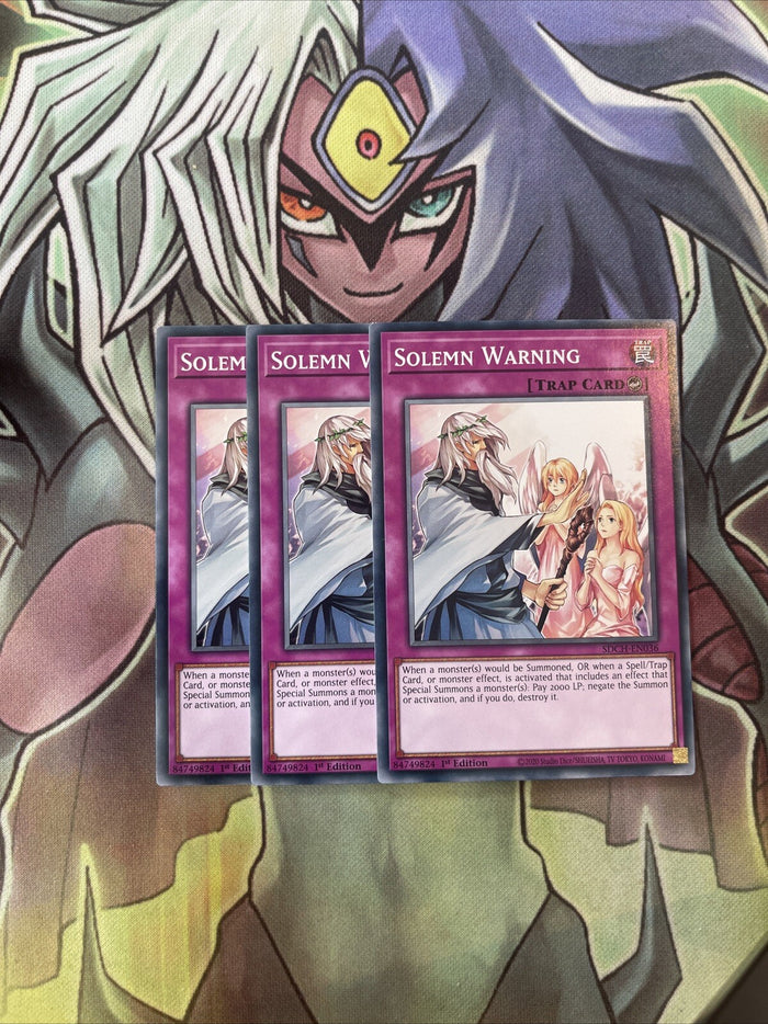 SDCH-EN036 x3 Solemn Warning Common Excellent Condition Yugioh