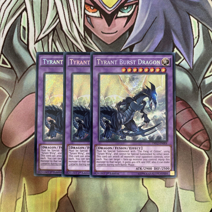 DRL2-EN004 x3 Tyrant Burst Dragon Secret Rare Excellent Condition Yugioh