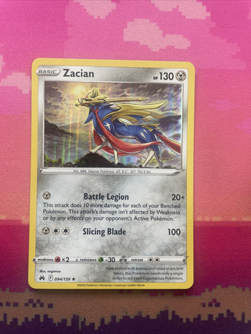 Pokemon Card Zacian Crown Zenith Holo Rare 094/159 Near Mint