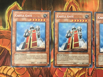 PTDN-EN091 3x Castle Gate  Rare Yugioh Cards Playset (back)