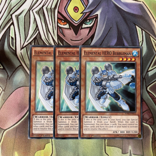 SDHS-EN012 x3 Elemental HERO Bubbleman Common Excellent Condition Yugioh