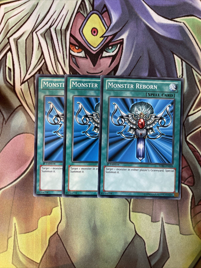 SDBE-EN028 x3 Monster Reborn Common Excellent Condition Yugioh