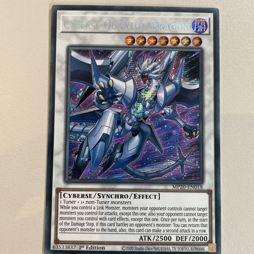 MP20-EN018 Cyberse Quantum Dragon Prismatic Secret 1st Edition NM Yugioh Card