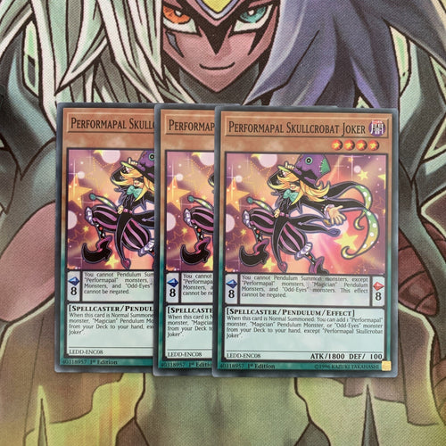 LEDD-ENC08 x3 Performapal Skullcrobar Joker Common Excellent Condition Yugioh