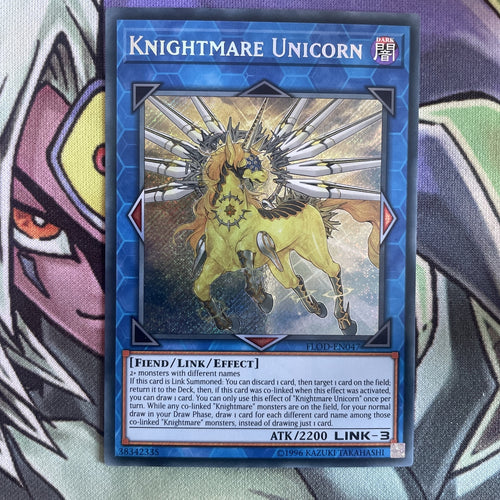 FLOD-EN047 Knightmare Unicorn Secret Rare Unlimited Edition NM Yugioh Card