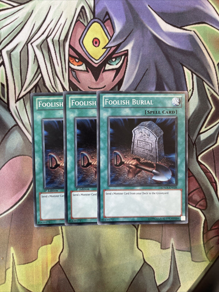 SDMA-EN026 x3 Foolish Burial Common Excellent Condition Yugioh