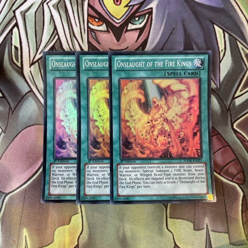 SDOK-EN022 x3 Onslaught of the Fire Kings Super Rare Excellent Condition Yugioh