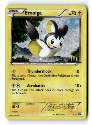 Pokemon Card Emolga - 6/12 Holo LP McDonald's Promos 2012 006/012