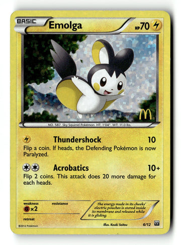 Pokemon Card Emolga - 6/12 Holo LP McDonald's Promos 2012 006/012
