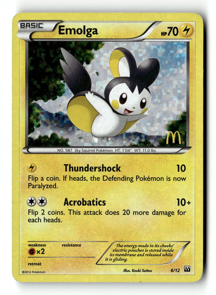 Pokemon Card Emolga - 6/12 Holo LP McDonald's Promos 2012 006/012