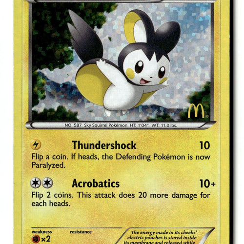 Pokemon Card Emolga - 6/12 Holo LP McDonald's Promos 2012 006/012