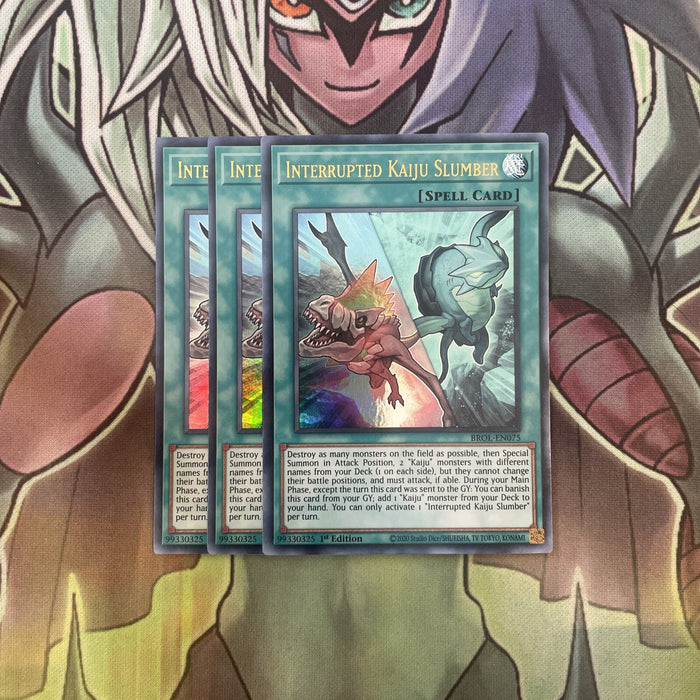 BROL-EN075 x3 Interrupted Kaiju Slumber Ultra Rare Excellent Condition Yugioh