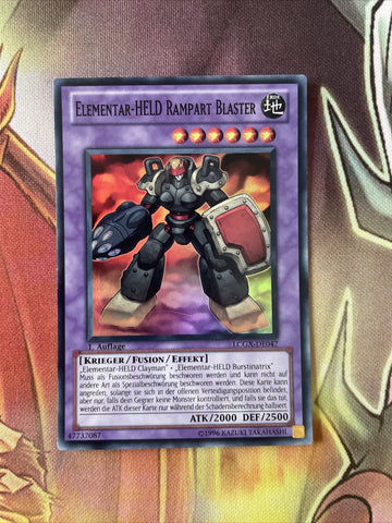 LCGX-EN047 Elemental HERO Rampart Blaster Super Rare 1st Edition GERMAN YuGiOh