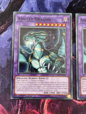LEDD-ENA35 x3 Amulet Dragon 1st Edition Mint YuGiOh Card (back)