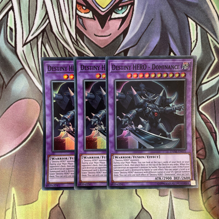 DANE-EN031 x3 Destiny HERO - Dominance Super Rare Excellent Condition Yugioh