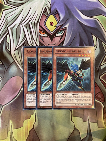 SDLI-EN022 x3 Blackwing - Zephyros the Elite Common Excellent Condition Yugioh