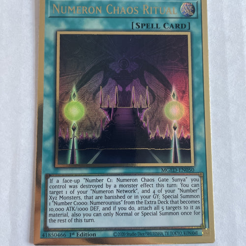 MGED-EN050 YUGIOH NUMERON CHAOS RITUAL PREMIUM GOLD RARE YU-GI-OH