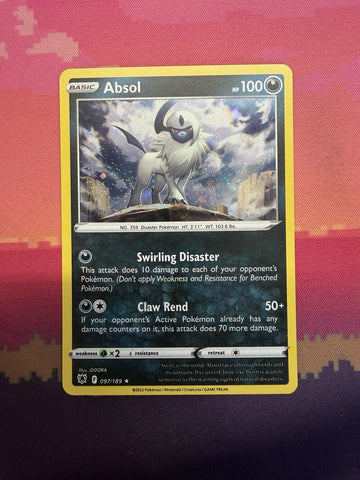 Pokemon Card Absol Astral Radiance Cosmo Holo Rare 097/189 Near Mint