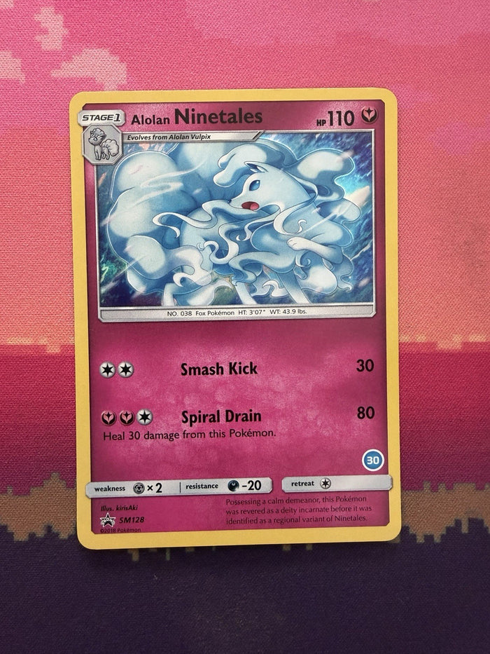 Pokemon Card Alolan Ninetales Black Star Promo Holo Rare SM128 Near Mint