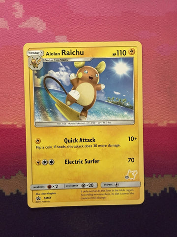 Pokemon Card Alolan Raichu Black Star Promo Pikachu Trainer Kit SM65 Near Mint