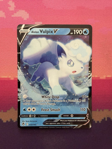 Pokemon Card Alolan Vulpix V Silver Tempest 033/195 Ultra Rare Near Mint