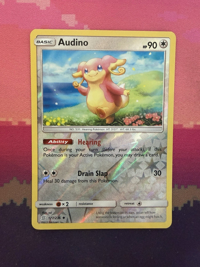 Pokemon Card Audino Unified Minds Reverse Holo 177/236 Near Mint