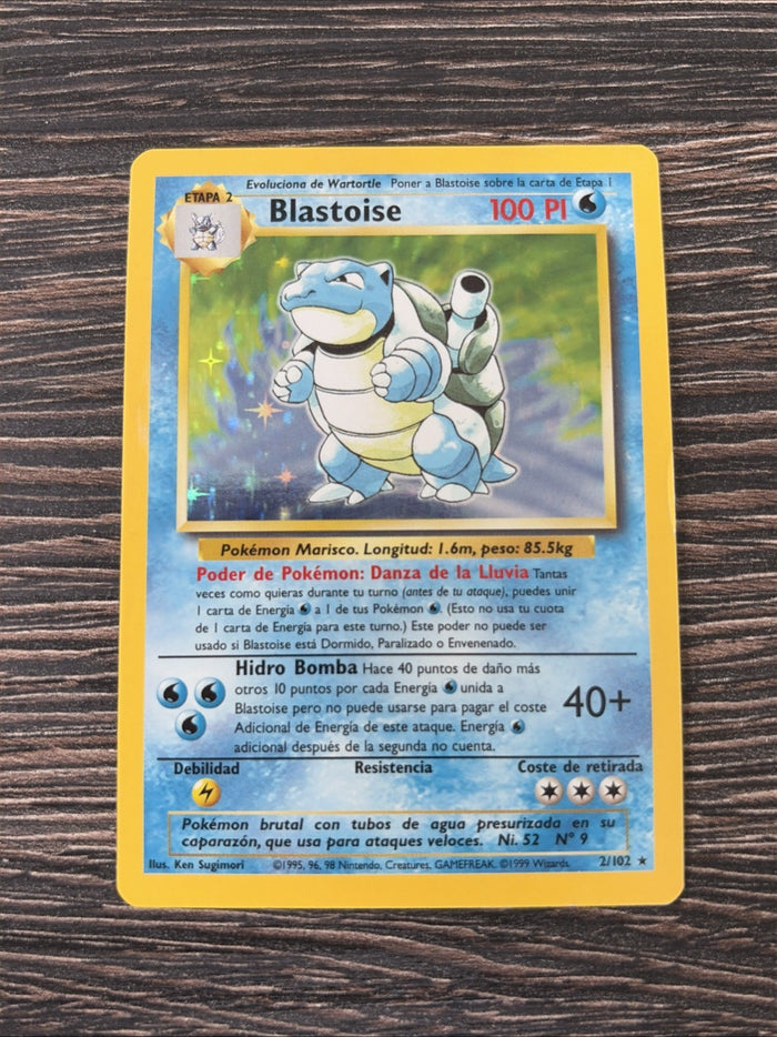 Pokemon Card Blastoise Base Set Holo Rare 2/102 SPANISH Light Play Condition