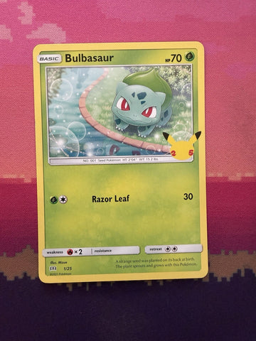 Pokemon Card Bulbasaur 25th Celebrations Non Holo 1/25 Near Mint