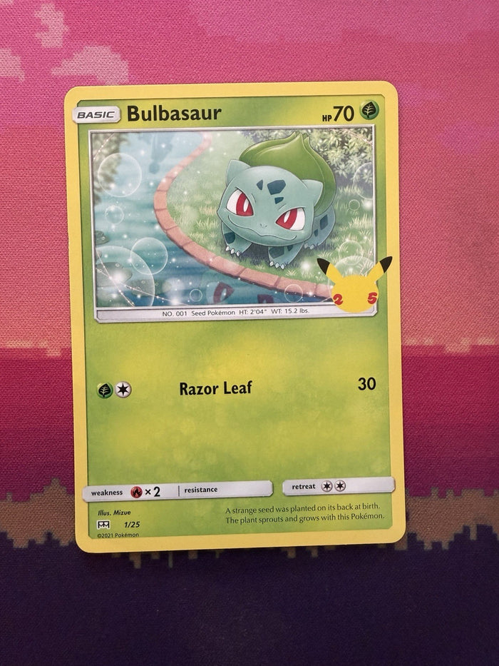 Pokemon Card Bulbasaur 25th Celebrations Non Holo 1/25 Near Mint