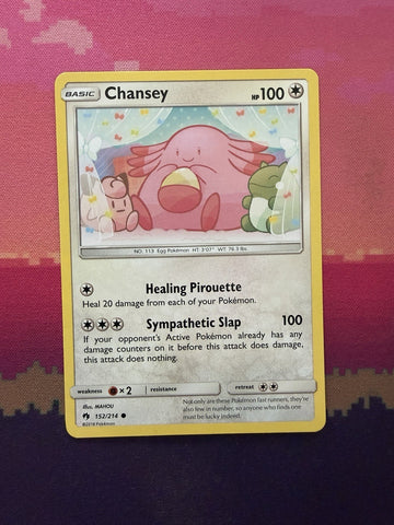 Pokemon Card Chansey Lost Thunder Common 152/214 Near Mint