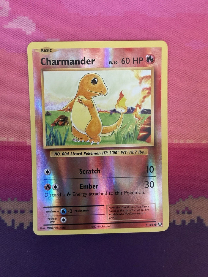 Pokemon Card Charmander Evolutions Reverse Holo 9/108 Near Mint