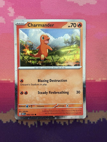 Pokemon Card Charmander Scarlet & Violet 151 Cosmo Holo 004/165 Near Mint