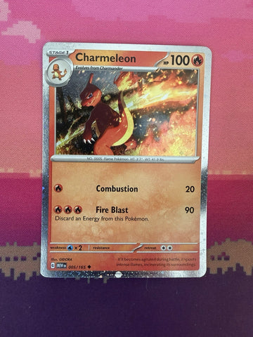 Pokemon Card Charmeleon Scarlet & Violet 151 Cosmo Holo 005/165 Near Mint