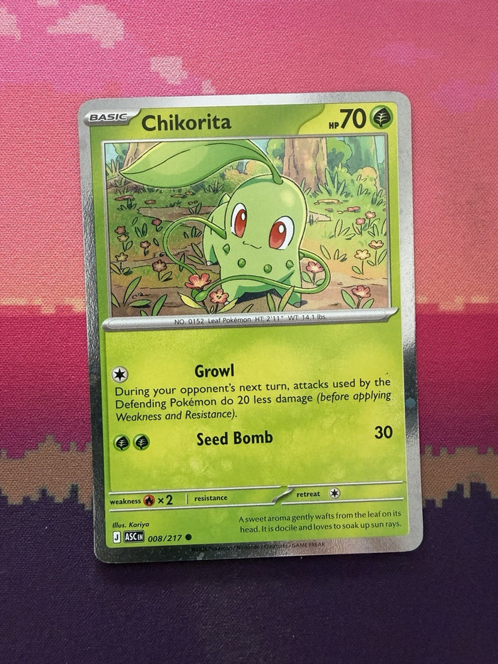 Pokemon Card Chikorita Ascended Heroes Cosmo Holo 008/217 Near Mint