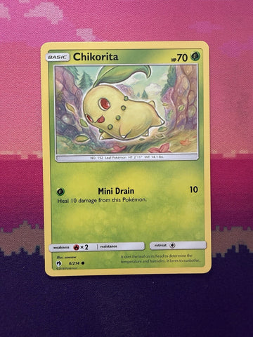 Pokemon Card Chikorita Lost Thunder Common 6/214 Near Mint