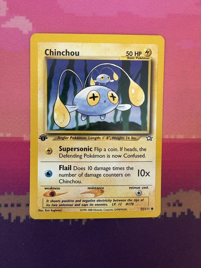 Pokemon Card Chinchou Neo Genesis 1st Edition Common 55/111 Near Mint