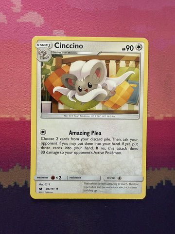 Pokemon Card Cinccino Crimson Invasion Uncommon 86/111 Near Mint