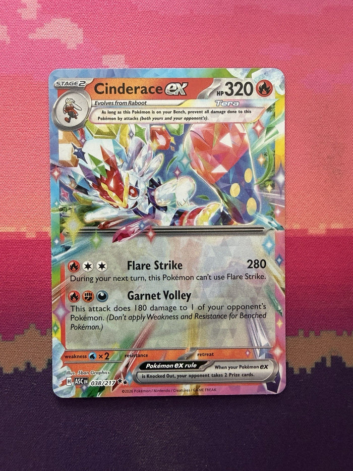 Pokemon Card Cinderace EX Ascended Heroes 038/217 Near Mint