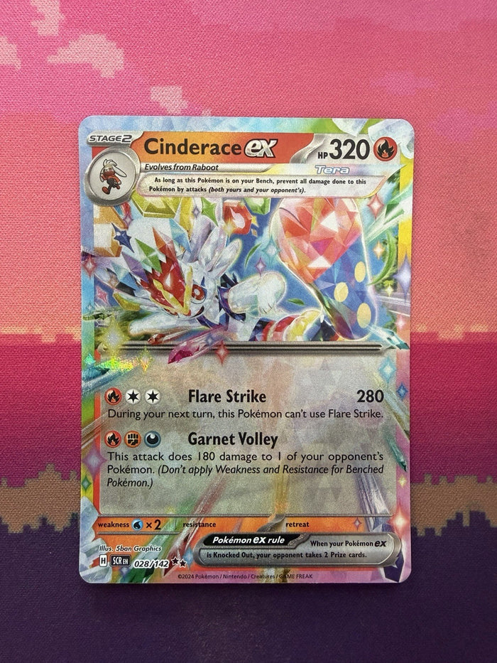 Pokemon Card Cinderace EX Stellar Crown 028/142 Near Mint
