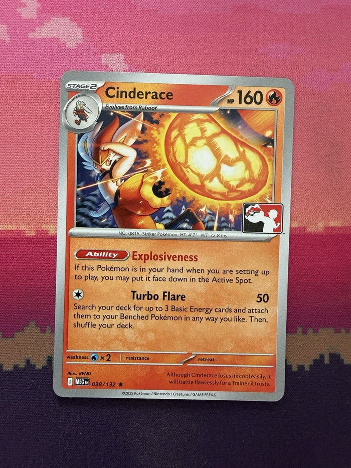 Pokemon Card Cinderace Mega Evolution Prize Pack Rare 028/132 Near Mint