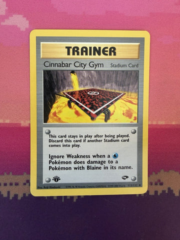 Pokemon Card Cinnabar City Gym Gym Challenge 1st Edition Uncommon 113/132 NM